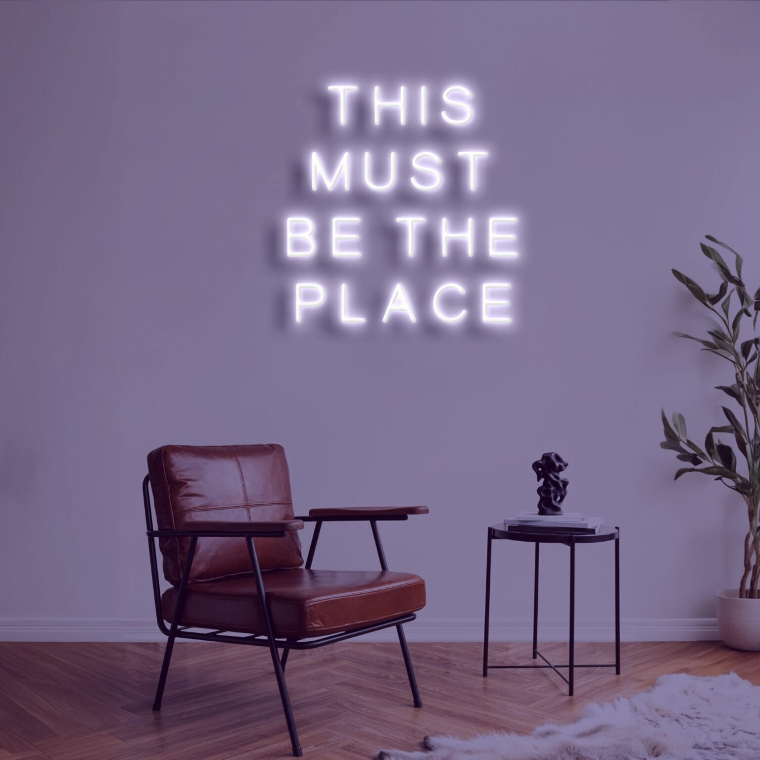 שלט ניאון לבן לעיצוב הבית - THIS MUST BE THE PLACE וייבז ניאון